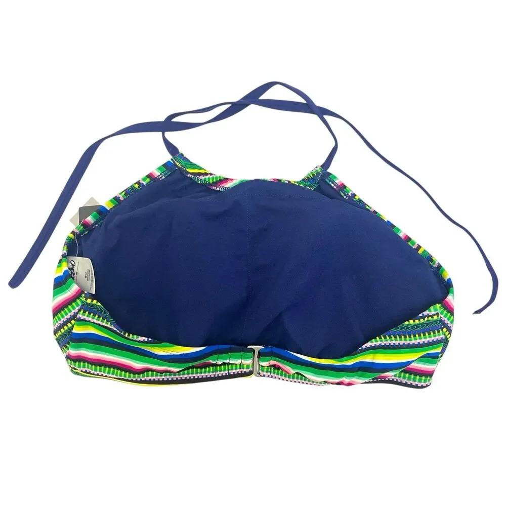 Mossimo Women's Size‎ D/DD Halter Bikini Swim Top Multicolor Tribal Stripes NWT